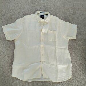 Tommy Bahama XXL 2XXL 100% Linen Men's S/S Light Yellow Camp Shirt VGUC
